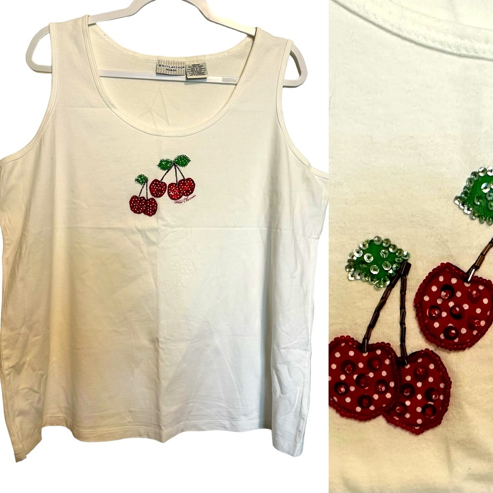 Women’s Plus Size Cherry Appliquéd 2X Tank Top